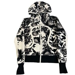Lululemon Women’s Scuba Hoodie *Stretch Brisk Bloom Floral Black White Size 12